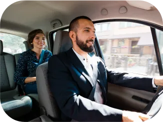 A rideshare driver with a passenger