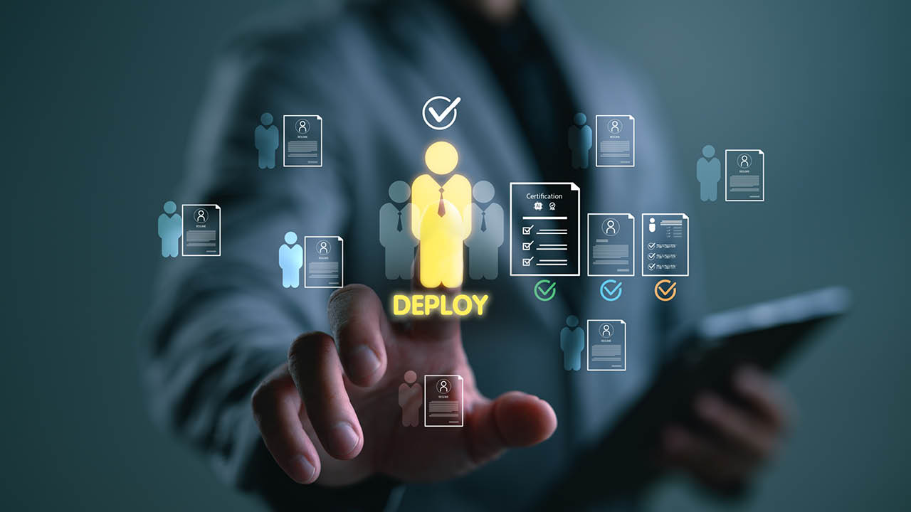 HR technology interface showing workforce readiness, employee qualifications, and deployment decisions